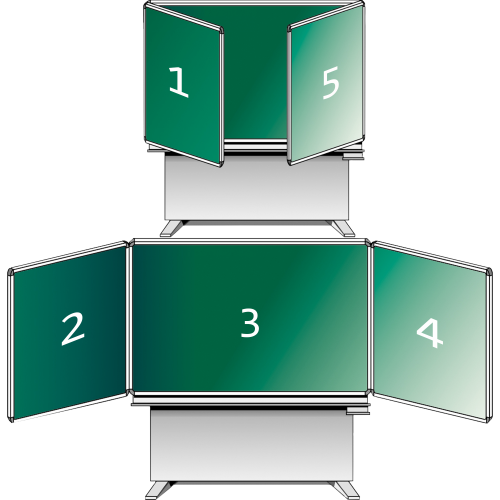 Whiteboard Wandtafel Schultafel aus Premium Stahlemaille, Serie FZ E, weiß Mittelfläche 200x100 cm, Tafelflügel 100x100 cm 6 m² Schreibfläche, mit Bodenabstützung