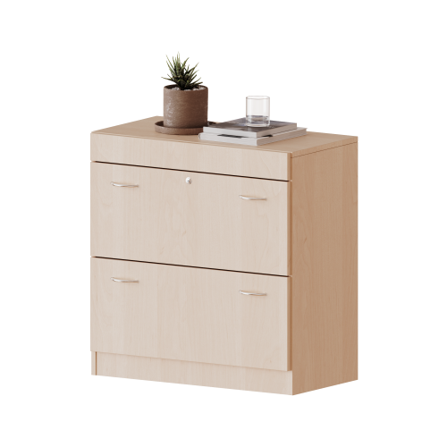 Hängeregisterschrank, 2 Ordnerhöhen - Serie evo180 Breite 80 cm, Gesamthöhe 82 cm, 2 Auszüge, abschließbar, mit Sockel (81 mm)