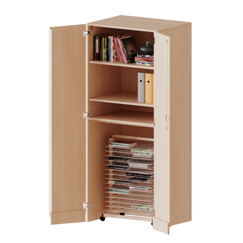 Garagenschrank ohne Sockel, 5 Ordnerhöhen - Serie evo180 B/H/T: 80x190x60 cm, mit Trockenwagen TW15