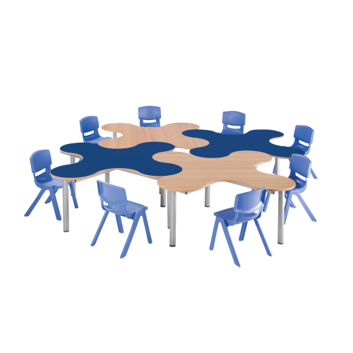 Kleeblatt 4er Tisch Höhenverstellbar 52-66 cm, Vollkern