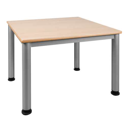 Quadratischer Tisch, Platte mit Schichtstoff verschiedene Größen in wählbarer Höhe, Stahlrohr-Füße Ø 60
