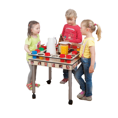 Mobiler Getränkewagen für 20 Becher B/H/T: 60x60x60 cm, mobiler Getränkewagen aus Vollkern-Material (feuchtigkeitsabweisend)