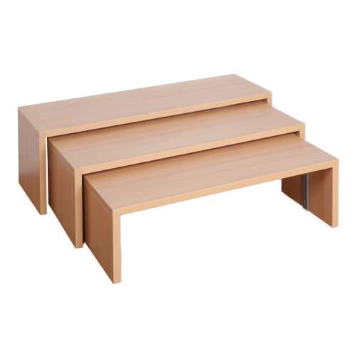 Set aus 3 Sitzbänken mit Stahlunterzügen, untereinander schiebbar B/H/T: 100/92/84x34/30/26x32 cm