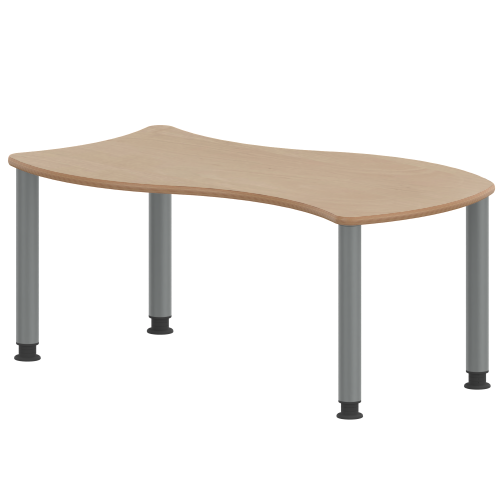 Tisch ZALOTTI mit Schichtstoff-Belag Rechteck-Wellentische, Stellfläche B/T: 126,7x76 cm, Höhen 41…76 cm, Stahlrohrbeine Ø 60 mm, Fußvariante: höhenverstellbar
