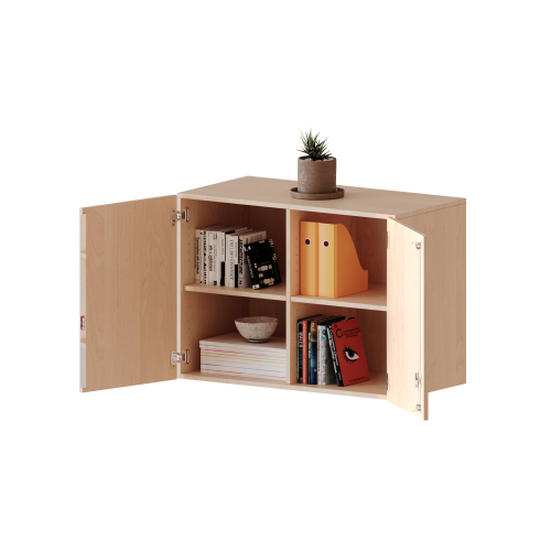 Aufsatzschrank, 2 Ordnerhöhen - Serie evo180 Gesamthöhe 72 cm, 2 Türen, abschließbar, mit Mittelwand