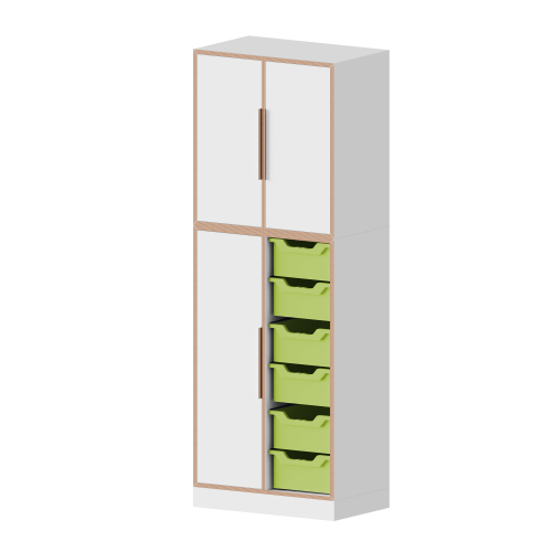 qickly® Schrank, 5 Ordnerhöhen, 3 Türen, 6 große Ergo Tray Boxen B/H/T: 70,1x176x42,6 cm
