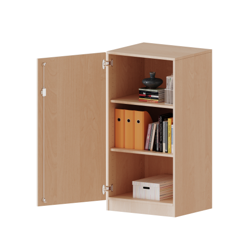 Schrank, 3 Ordnerhöhen - Serie evo180 B/H/T: 60x118x50 cm, 1 Tür, abschließbar, Tür öffnet nach links, mit Sockel (81 mm)