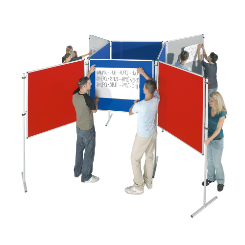 Stecktafel Set "Raute Plus" 8x T-Fuß Stativ, 4x Tafel in Blau, 4x Tafel je eine Seite in Rot und Grau Stecktafel Set "Raute Plus" 8x T-Fuß Stativ, 4x Tafel in Blau, 4x Tafel je eine Seite in Rot und Grau