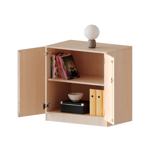 Schrank, 2 Ordnerhöhen - Serie evo180 B/H/T: 80x82x40 cm, 2 Türen, abschließbar, mit Sockel (81 mm) Schrank, 2 Ordnerhöhen - Serie evo180 B/H/T: 80x82x40 cm, 2 Türen, abschließbar, mit Sockel (81 mm)