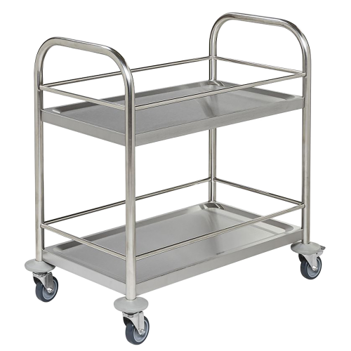 Servierwagen Midi Edelstahlausführung, 2 Ablageebenen B/H/T: 70x78x40 cm