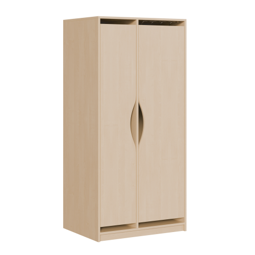 Liegepolsterschrank zweitürig, 227 cm hoch, oben Polster, unten Bettzeugfächer H/T: 227x67 cm, wählbare Anzahl von Matratzen, Bettwäschefächer, Korpus mit Dekortüren