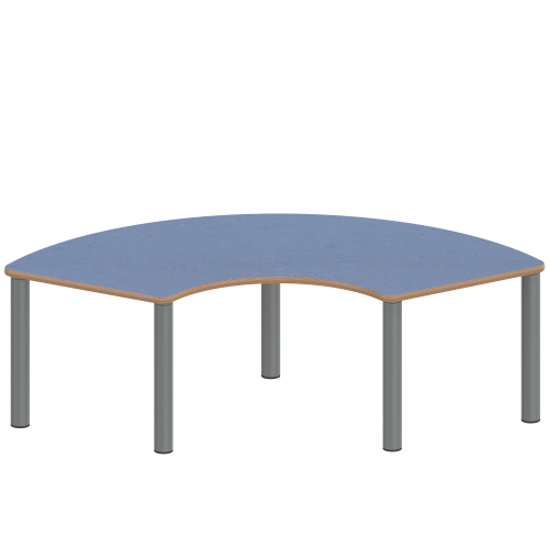 Tisch ZALOTTI mit Linoleum-Belag Drittelkreistische, Stellfläche B/T: 173x80 cm, Höhen 25…76 cm, Stahlrohrbeine Ø 60 mm, Fußvariante: Stellfuß Tisch ZALOTTI mit Linoleum-Belag Drittelkreistische, Stellfläche B/T: 173x80 cm, Höhen 25…76 cm, Stahlrohrbeine Ø 60 mm, Fußvariante: Stellfuß