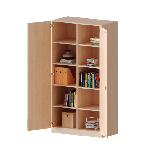 Schrank, 5 Ordnerhöhen - Serie evo180 Gesamthöhe 190 cm, 2 Türen, abschließbar, mit Mittelwand, mit Sockel (81 mm)