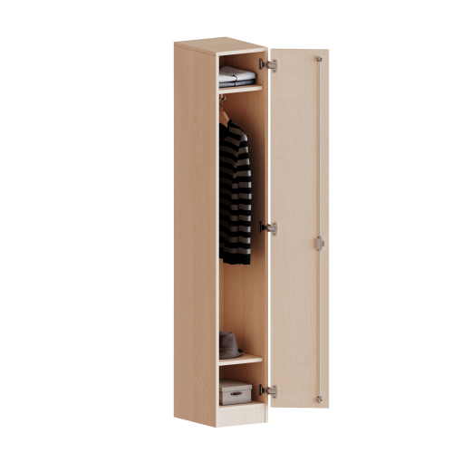 Spind Schrank, 5 Ordnerhöhen - Serie evo180 1 durchgehende Tür, Tür öffnet rechts, mit Sockel (81 mm), B/H/T: 30,9x190x40 cm