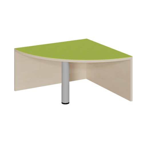 Viertelkreiseck-Podest R 70 cm mit Linoleum-Deckplatte B/T: 70x70 cm, Höhe wählbar, Bogenbereich offen, mittig mit Stütze Viertelkreiseck-Podest R 70 cm mit Linoleum-Deckplatte B/T: 70x70 cm, Höhe wählbar, Bogenbereich offen, mittig mit Stütze