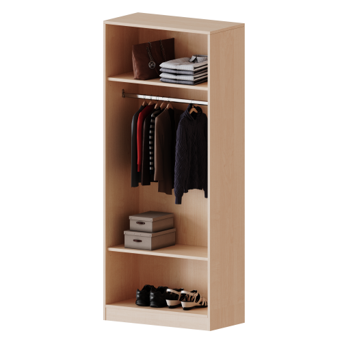 Garderobenregal,  5 Ordnerhöhen - Serie evo180 Gesamthöhe 190 cm, mit Garderobenstange, mit Sockel (81 mm) Garderobenregal,  5 Ordnerhöhen - Serie evo180 Gesamthöhe 190 cm, mit Garderobenstange, mit Sockel (81 mm)