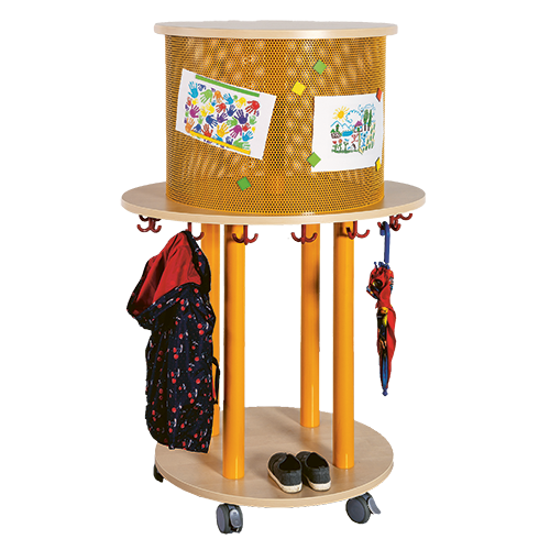 Ovaler Taschenkreisel mit 13 Dreifachhaken und Lochblech-Zylinder, B/H/T: 90x140x70 cm Ovaler Taschenkreisel mit 13 Dreifachhaken und Lochblech-Zylinder, B/H/T: 90x140x70 cm