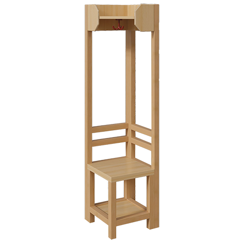 Garderoben-Innenecke, für offene Ablage B/T: 39x39 cm, offene Stützenrahmen über Eck in Buche-massiv, Schuhablage