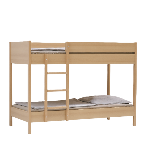 Etagenbett mit Leiter B/H/T: 208x180x98 cm, für Matrazen 200x90 cm auf Lochplatte, in Stollenbauweise, Leiter links
