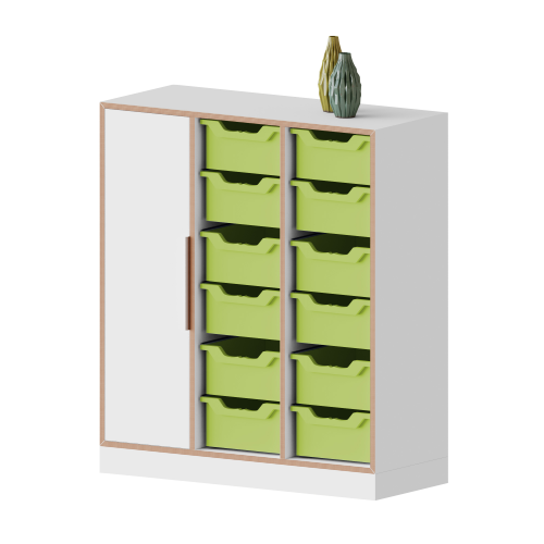 qickly® Schrank, 3 Ordnerhöhen, 1 Tür, 12 große Ergo Tray Boxen B/H/T: 104,2x110,5x42,6 cm