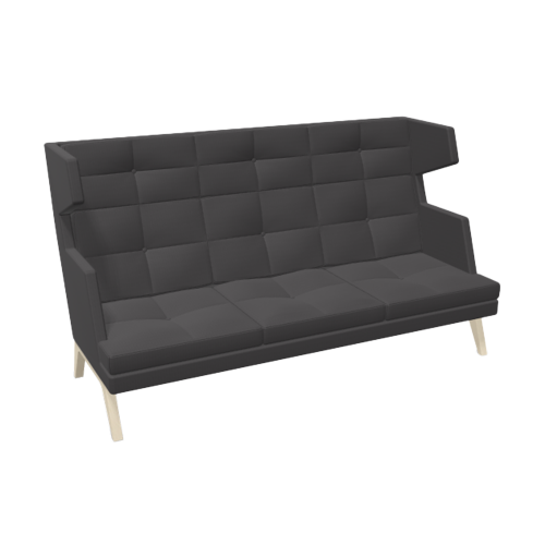 hohes 3er Sofa Ona mit Holzgestell & Seitenschalen B/H/T: 207x117x95 cm