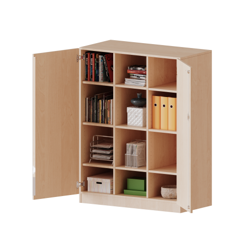 ErgoTray Schrank, dreireihig, 3,5 Ordnerhöhen - evo180 Serie B/H/T: 104,5x136x50 cm, zweitürig, mit Sockel (81 mm), ohne Boxen