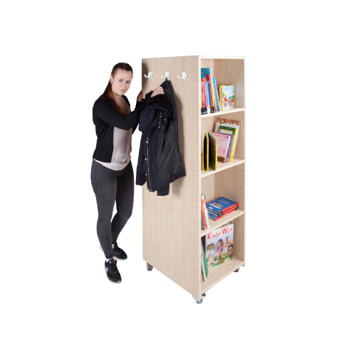 Bücherturm mit offenen Fächern B/H/T: 52x164,5x64 cm, fahrbar, einseitig Bücherturm mit offenen Fächern B/H/T: 52x164,5x64 cm, fahrbar, einseitig