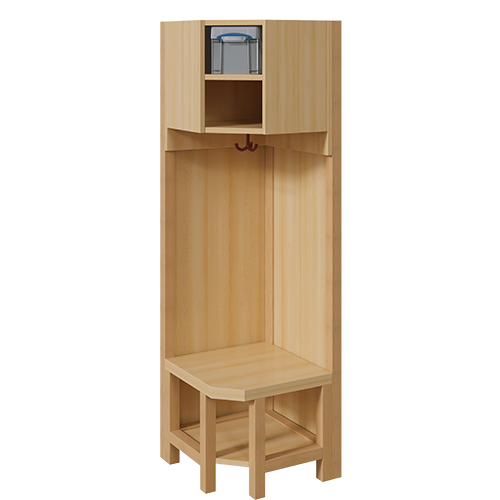 Garderoben-Innenecke, für doppelte Ablage inklusive Box B/H/T: 47x158x47 cm, Stützen über Eck mit Paneelrückwänden, Schuhablage Garderoben-Innenecke, für doppelte Ablage inklusive Box B/H/T: 47x158x47 cm, Stützen über Eck mit Paneelrückwänden, Schuhablage