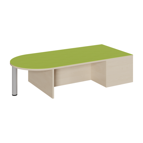 Freiform-Podest, zweiseitig offen und Halbrundansatz, Linoleum-Deckplatte B/T: 150x70 cm, Höhe wählbar, Nischen für 2 Rollkastengaragen und offener Halbrundbereich mit Stützfuß Freiform-Podest, zweiseitig offen und Halbrundansatz, Linoleum-Deckplatte B/T: 150x70 cm, Höhe wählbar, Nischen für 2 Rollkastengaragen und offener Halbrundbereich mit Stützfuß