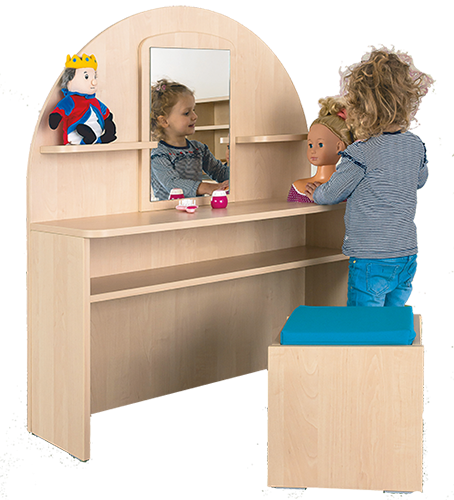 Puppen-Frisierkommode mit Spiegel und 2 Ablagen Puppen-Frisierkommode B/H/T: 100x115x36 mit Spiegel und 2 Ablagen Puppen-Frisierkommode mit Spiegel und 2 Ablagen Puppen-Frisierkommode B/H/T: 100x115x36 mit Spiegel und 2 Ablagen