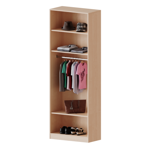 Garderobenregal,  6 Ordnerhöhen - Serie evo180 Gesamthöhe 226 cm, mit Garderobenstange, mit Sockel (81 mm) Garderobenregal,  6 Ordnerhöhen - Serie evo180 Gesamthöhe 226 cm, mit Garderobenstange, mit Sockel (81 mm)