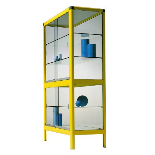 Aluminiumvitrine V17GG mit 3 verstellbaren Dickglasböden B/H/T: wählbar, 180x50 cm,