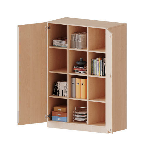 ErgoTray Schrank, dreireihig, 4 Ordnerhöhen - evo180 Serie B/H/T: 104,5x154x50 cm, zweitürig, mit Sockel (81 mm), ohne Boxen