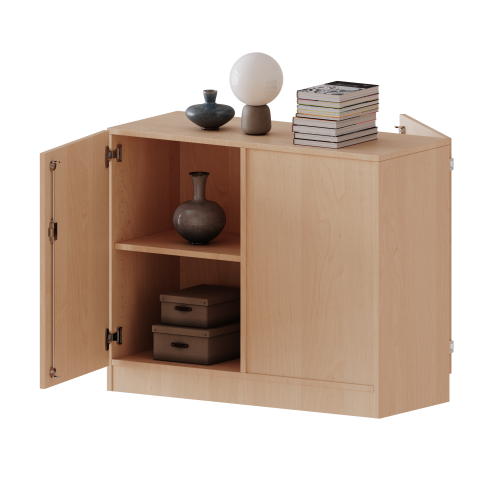 Raumteiler Schrank, 2 Ordnerhöhen - Serie evo180 Breite 100 cm, Gesamthöhe 82 cm, 2 Türen, wechselseitig angeordnet, abschließbar