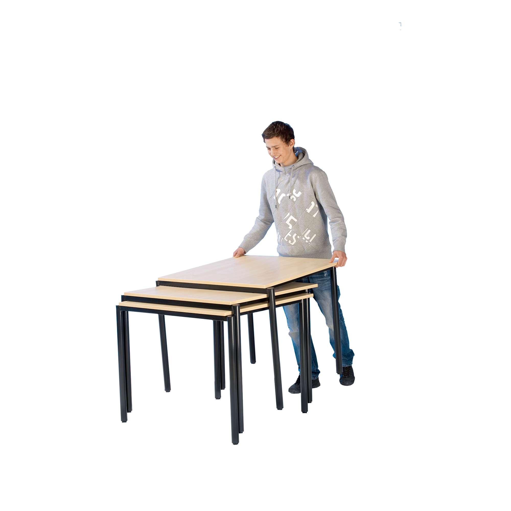 Stack-O-Flex mobiler Stapeltisch, Schultisch, Melaminplatte B/H/T: 65x64x65 cm, Melaminplatte
