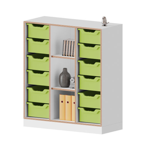 qickly® Schrank, 3 Ordnerhöhen, 12 große Ergo Tray Boxen B/H/T: 104,2x110,5x42,6 cm qickly® Schrank, 3 Ordnerhöhen, 12 große Ergo Tray Boxen B/H/T: 104,2x110,5x42,6 cm