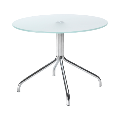 Rundtisch mit Spinnengestell und Milchglas Durchmesser: 60 cm, verschiedene Höhen wählbar