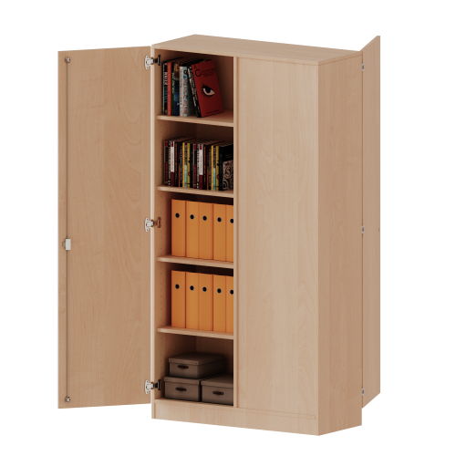 Raumteiler Schrank, 5 Ordnerhöhen - Serie evo180 Breite 100 cm, Gesamthöhe 190 cm, 2 Türen, wechselseitig angeordnet, abschließbar, mit Sockel (81 mm)