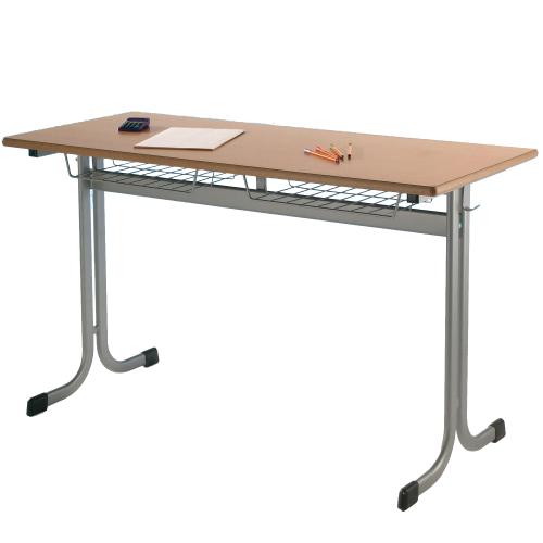 Zweier-Schülertisch 130x65 cm MT60Z-V, mit Vollkern Tischplatte "Powersurf" Lieferbare Tischhöhen, Ral- Farben und Dekore und zusätzliche Ablage wählbar
