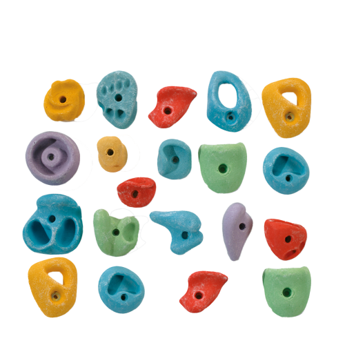 Climbi Set Klettergriffe, verschiedene Farben und Formen