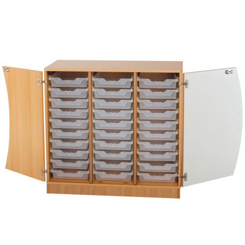 Unterschrank mit Wellentüren, 30 flache ErgoTray Boxen B/H/T: 104,5x99x50 cm
