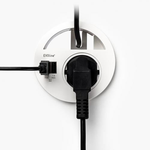 Einbaumodul Schuko / USB für Tischplatteneinbau Tischplatten Einbaumodul mit USB, Schukostecker und Kabeldurchlass Einbaumodul Schuko / USB für Tischplatteneinbau Tischplatten Einbaumodul mit USB, Schukostecker und Kabeldurchlass