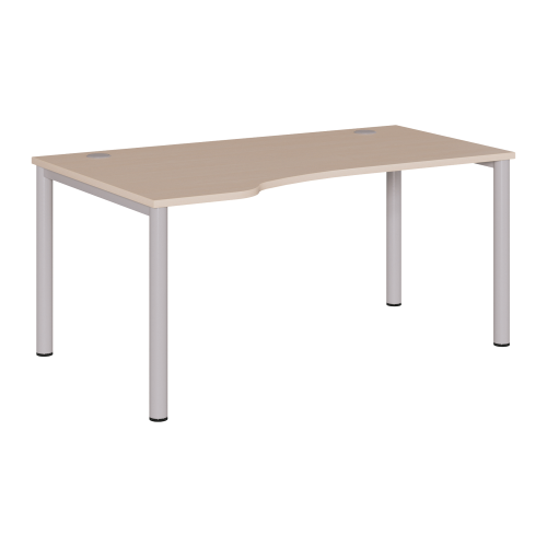 Freiform Schreibtisch FF4 mit Rundrohrgestell B/H/T: 160x72-86x80/100 cm, höhenverstellbar, Ecke links, Dekore und RAL-Farben sind wählbar