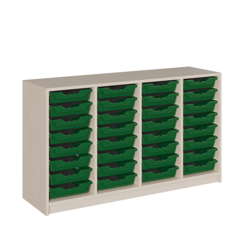 Regal mit ErgoTray-Boxen in Korpusbauweise T: 40 cm, in 3 verschiedenen Breiten und 2 Höhen für flache ErgoTray-Boxen übereinander