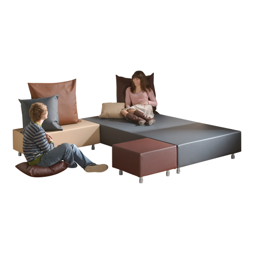 Wellness Oase Set 2 bestehend aus 3 Elementen und 5 Kissen, Bezug wählbar