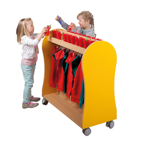 Handtuchwagen mit Ablage und Bilderleiste Handtuch- und Zahnputzwagen, H/T 92x40 cm, mit Doppelhaken für mehrere Kinder, einschließlich Doppelhaken Handtuchwagen mit Ablage und Bilderleiste Handtuch- und Zahnputzwagen, H/T 92x40 cm, mit Doppelhaken für mehrere Kinder, einschließlich Doppelhaken