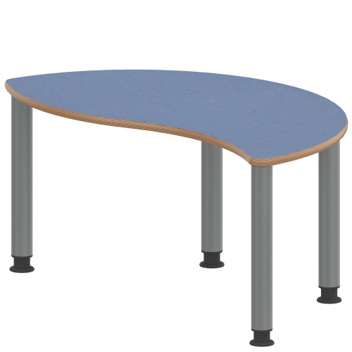 Tisch ZALOTTI mit Linoleum-Belag Halbrund-Wellentische, Stellfläche B/T: 120x60 cm, Höhen 41…76 cm, Stahlrohrbeine Ø 60 mm, Fußvariante: höhenverstellbar Tisch ZALOTTI mit Linoleum-Belag Halbrund-Wellentische, Stellfläche B/T: 120x60 cm, Höhen 41…76 cm, Stahlrohrbeine Ø 60 mm, Fußvariante: höhenverstellbar