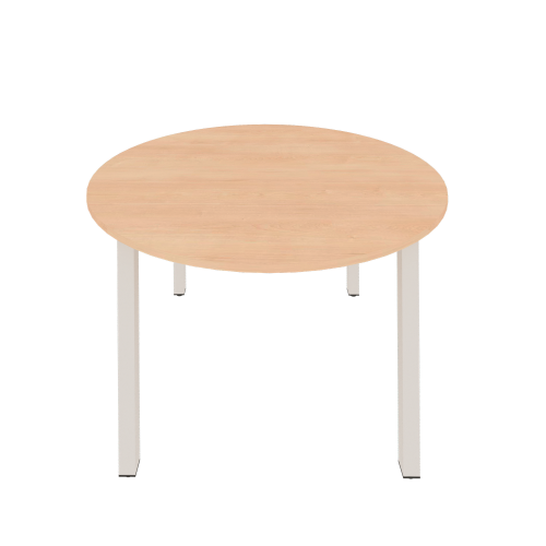 Rundtisch mit Schichtstoffplatte Rundtisch mit Vierfußgestell, wählbar sind Tischgröße, Tischhöhe, Art der Standfüße und die Gestellfarbe