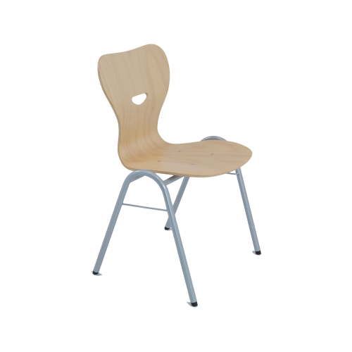 Vierbeinstuhl mit Sperrholz- Sitzschale, Sitzhöhe nach DIN Stapelbarer Vierbeinstuhl mit  Stahlrohrgestell und ergonomisch geformter Sperrholz- Sitzschale mit Griffloch Vierbeinstuhl mit Sperrholz- Sitzschale, Sitzhöhe nach DIN Stapelbarer Vierbeinstuhl mit  Stahlrohrgestell und ergonomisch geformter Sperrholz- Sitzschale mit Griffloch