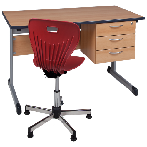 Lehrertisch, Schichtstoff, Unterbau mit Schub und Fach B/H: 130x65 cm